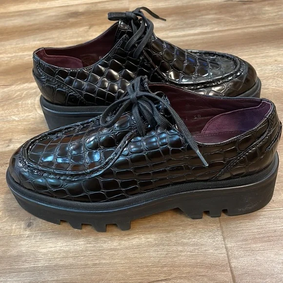 New Women’s Dries Van Noten Croc-Effect Leather Derby Shoes!!🔥🔥🔥 - Picture 10 of 16